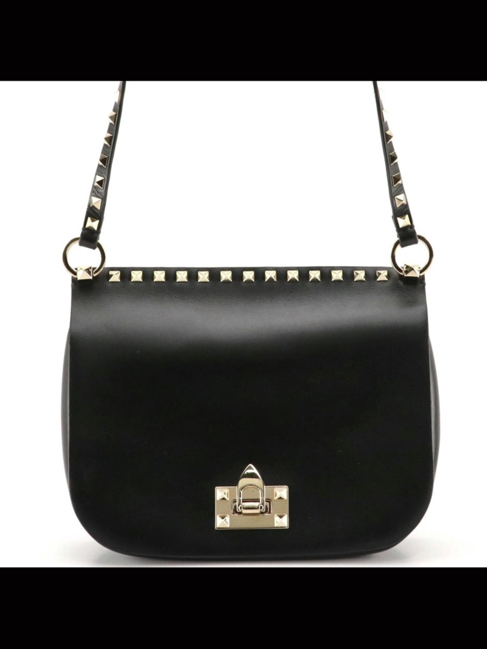 Vintage Valentino Garavani Rockstud Black Leather Saddlebag - Picture 8 of 14